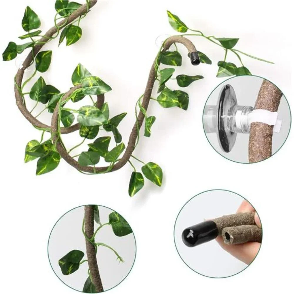 8FT Reptile Vines and Flexible Reptile Leaves with Suction Cups Jungle Climber